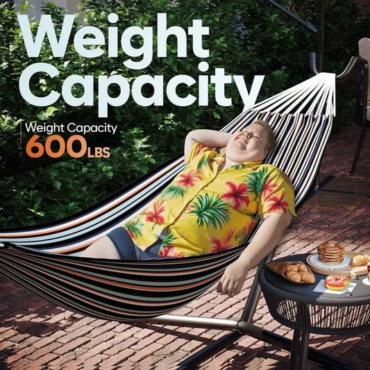 Durable 600lb Capacity Portable Hammock with Stand and Carry Bag for Outdoor Use