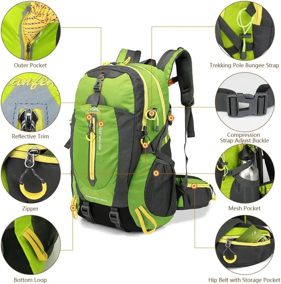 40L Lightweight Hiking Backpack – Water-Resistant Daypack for Camping, Travel & Outdoor Adventures