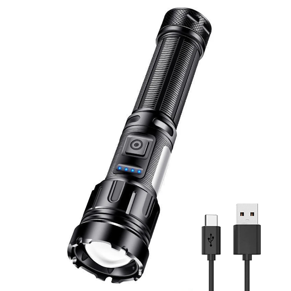 XHP50 Torch Light 1200mAh COB LED Portable Flashlight Type-C USB Rechargeable IPX4 Waterproof Camping Fishing Lighting