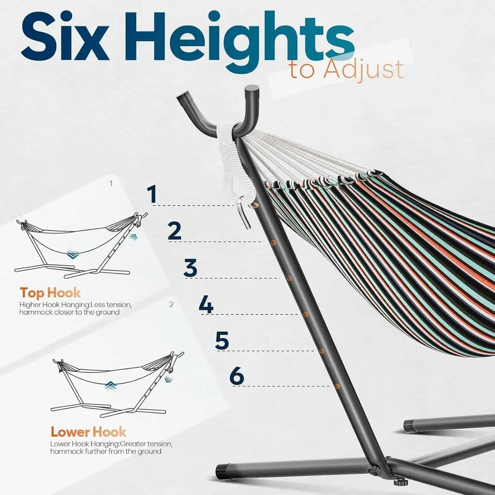 Durable 600lb Capacity Portable Hammock with Stand and Carry Bag for Outdoor Use