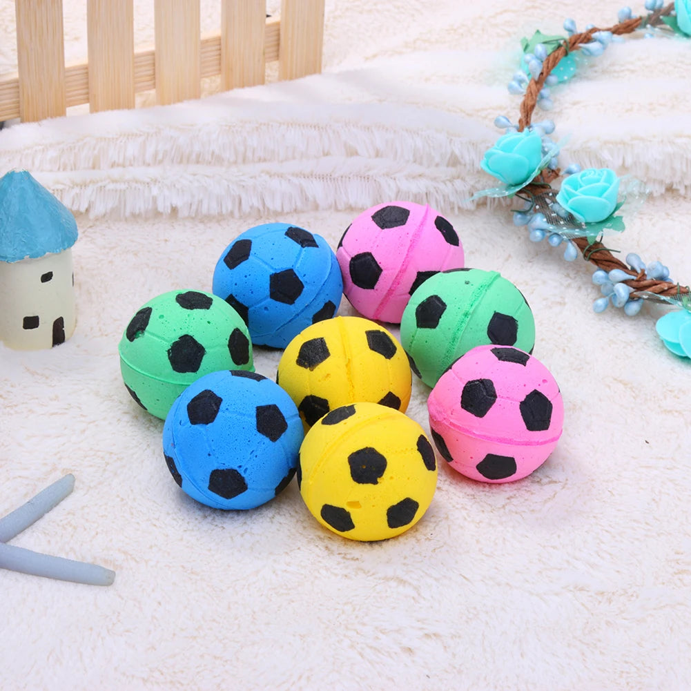 12pcs Pet Interactive Toy Ball Cut Soft Mini Dog Fumble Fetch Ball Fun Cat Teasing Balls Random Color Outdoor Entertainment Toys