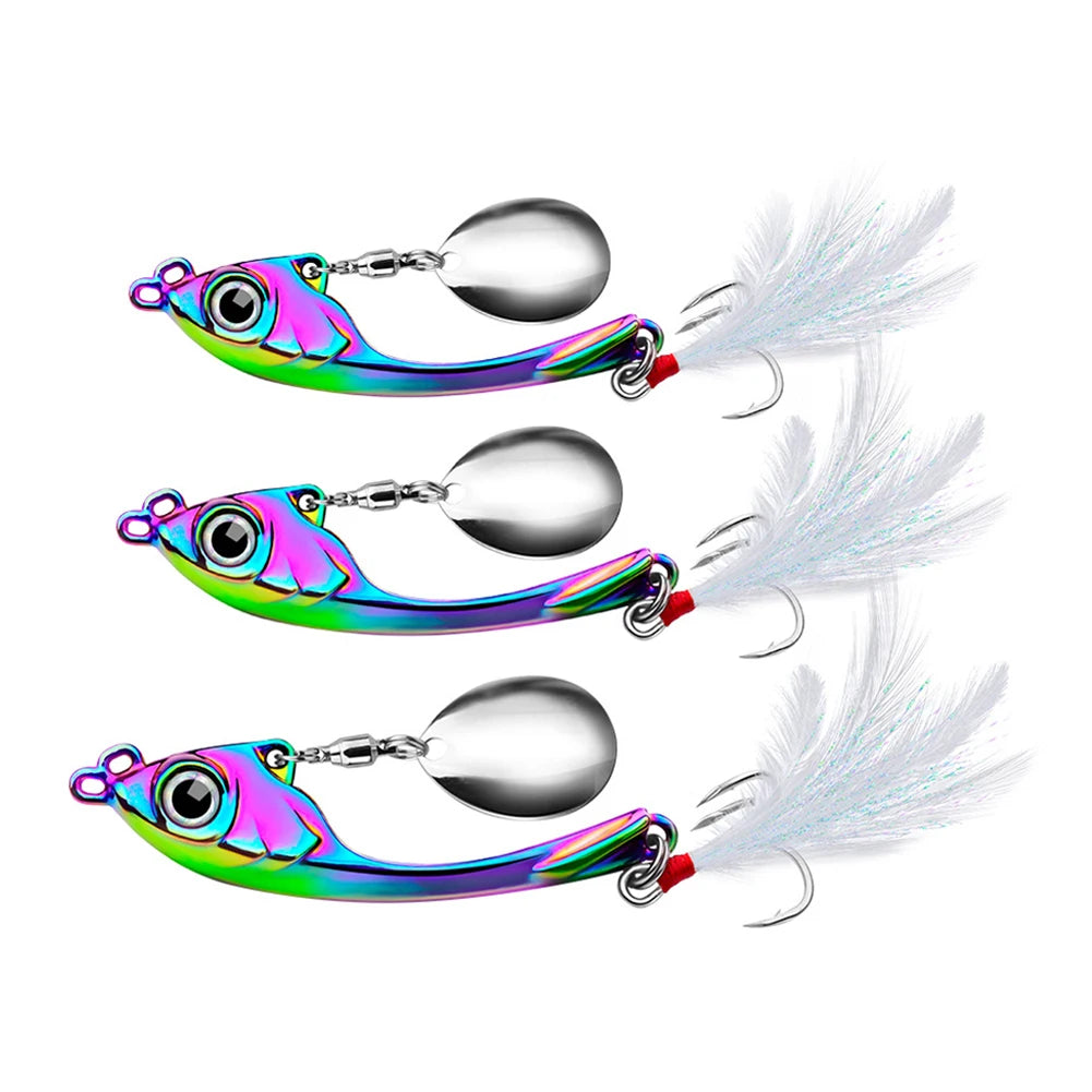 Spinner Bait Metal Vib Fishing Lure Trolling Rotating Spoon Wobbler Sinking Hard Bait for Bass Freshwater and Saltwater