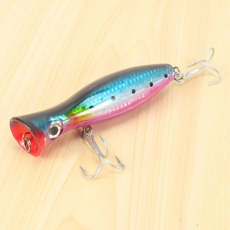 1 Pcs Popper Fishing 3D Augen With Treble Hooks 12Cm 42G Topwater Hard Lure Soft Plastic Isca Artificial Fishing Lure Tackles