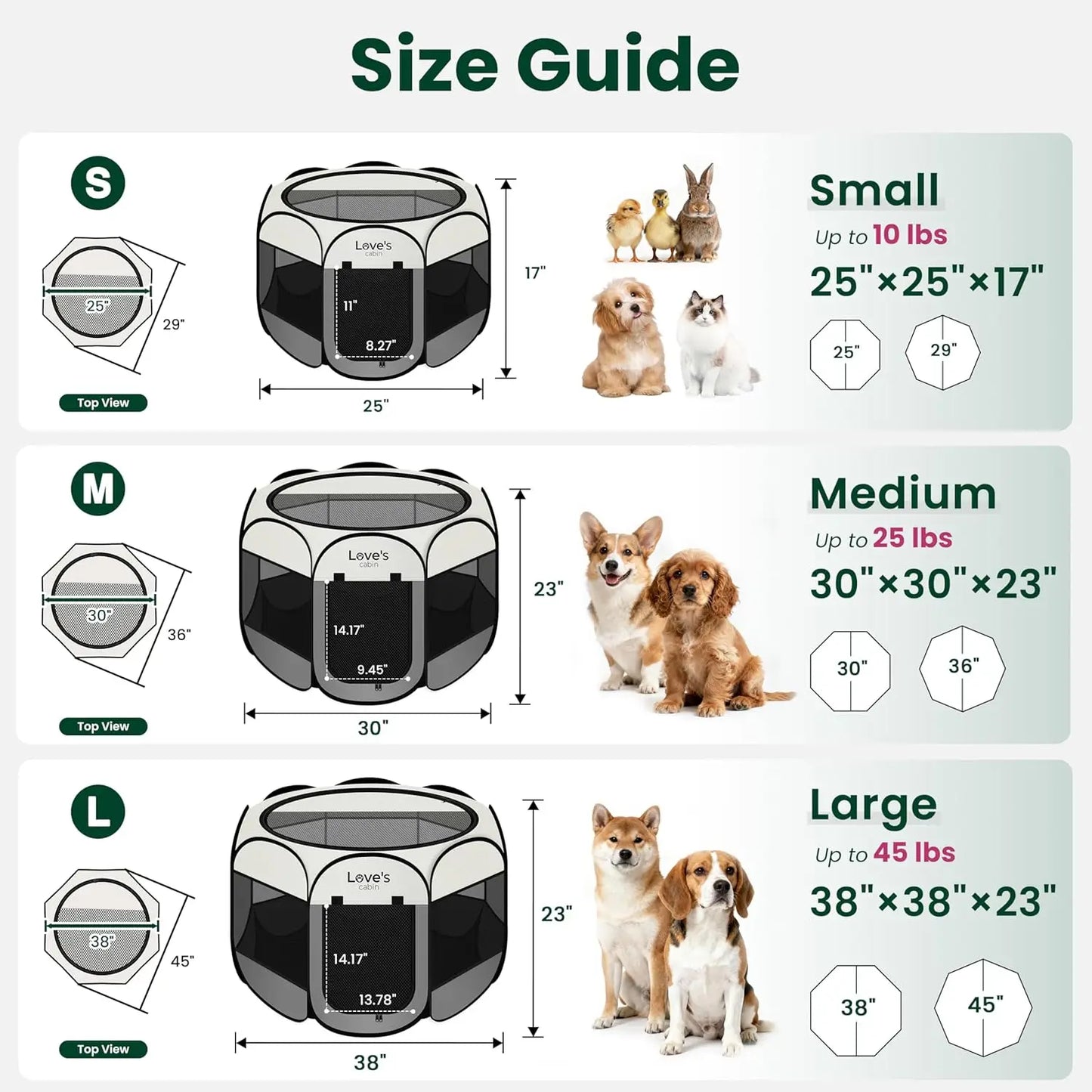 Large Portable Dog Playpen Tent for Indoor/Outdoor Use, Foldable Pop-Up Kennel with Carrying Case, Removable Zipper Top, Grey