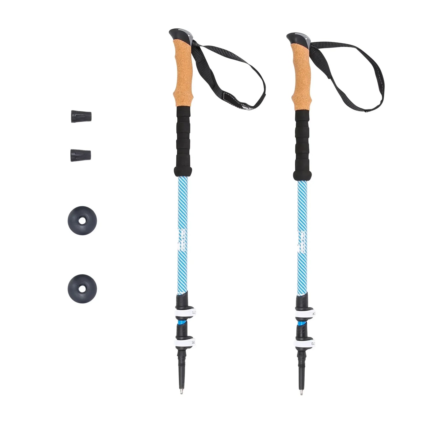 Lightweight Carbon Fiber Trekking Poles Quick Lock Adjustable - 2 Pack with Cork Grip for Hiking & Trail Walking