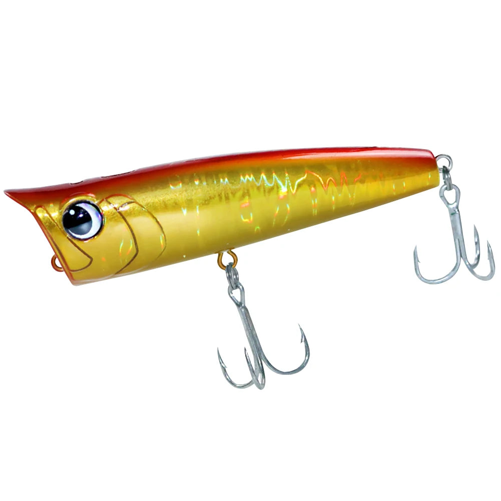 Popper Fishing Lure with Hook Floating Fishing Lure 3D Eyes Artificial Wobbler Swimbait for Freshwater Saltwater Surface Fishing
