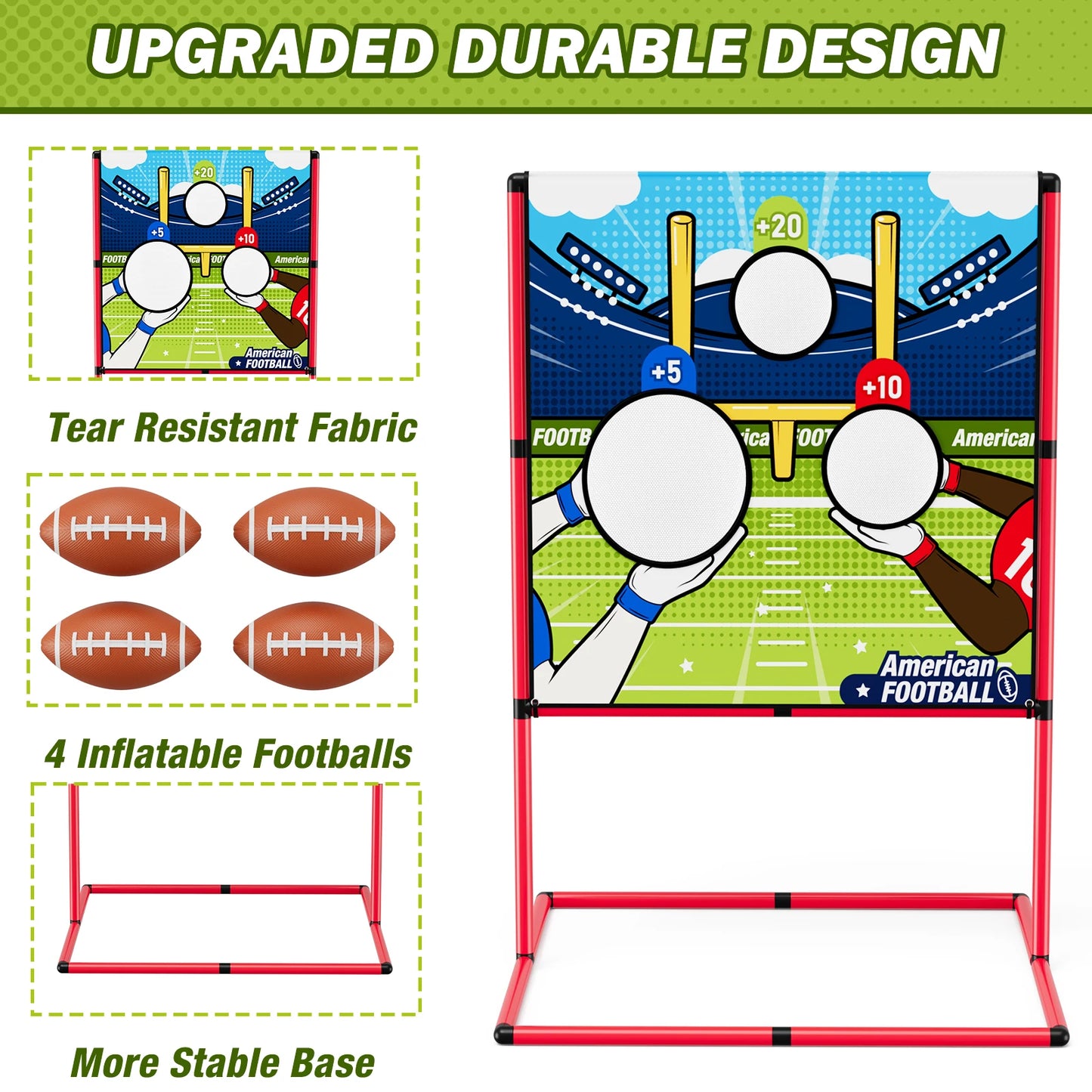 Throwing Target Game, Football Target Practice for Kids, Indoor Outdoor Backyard Yard Garden Sports Toys Gifts for Boys Girls