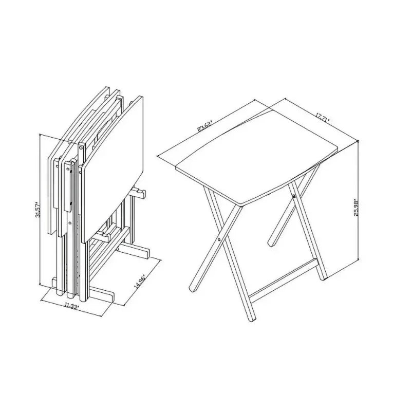 Mainstays 4-Piece Folding XL Oversized Tray Table Set, Rustic Gray  outdoor table  foldable table