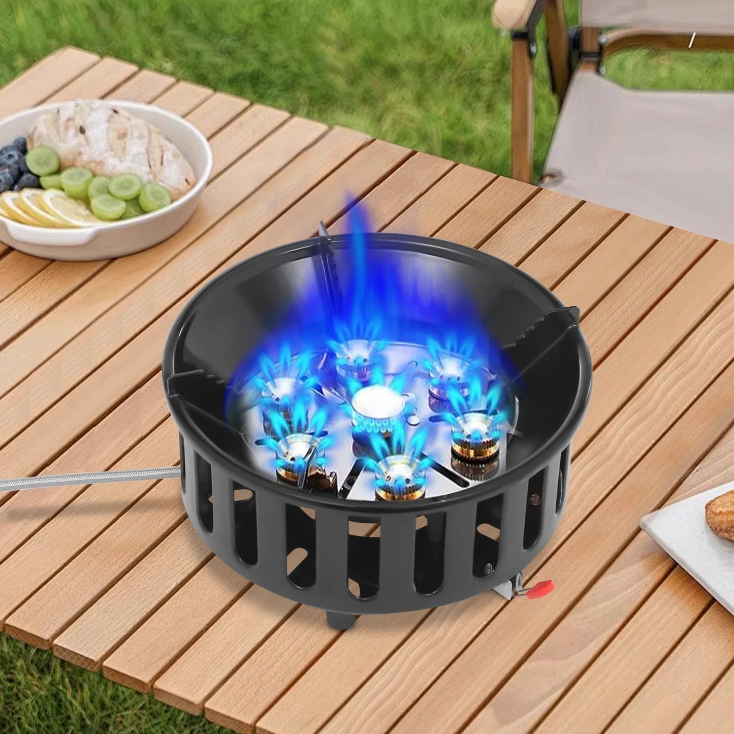 Camping Stove Outdoor Burner Portable Stove with 3 Adapters Gas Stove matching storage bag for frying steaming boiling picnic