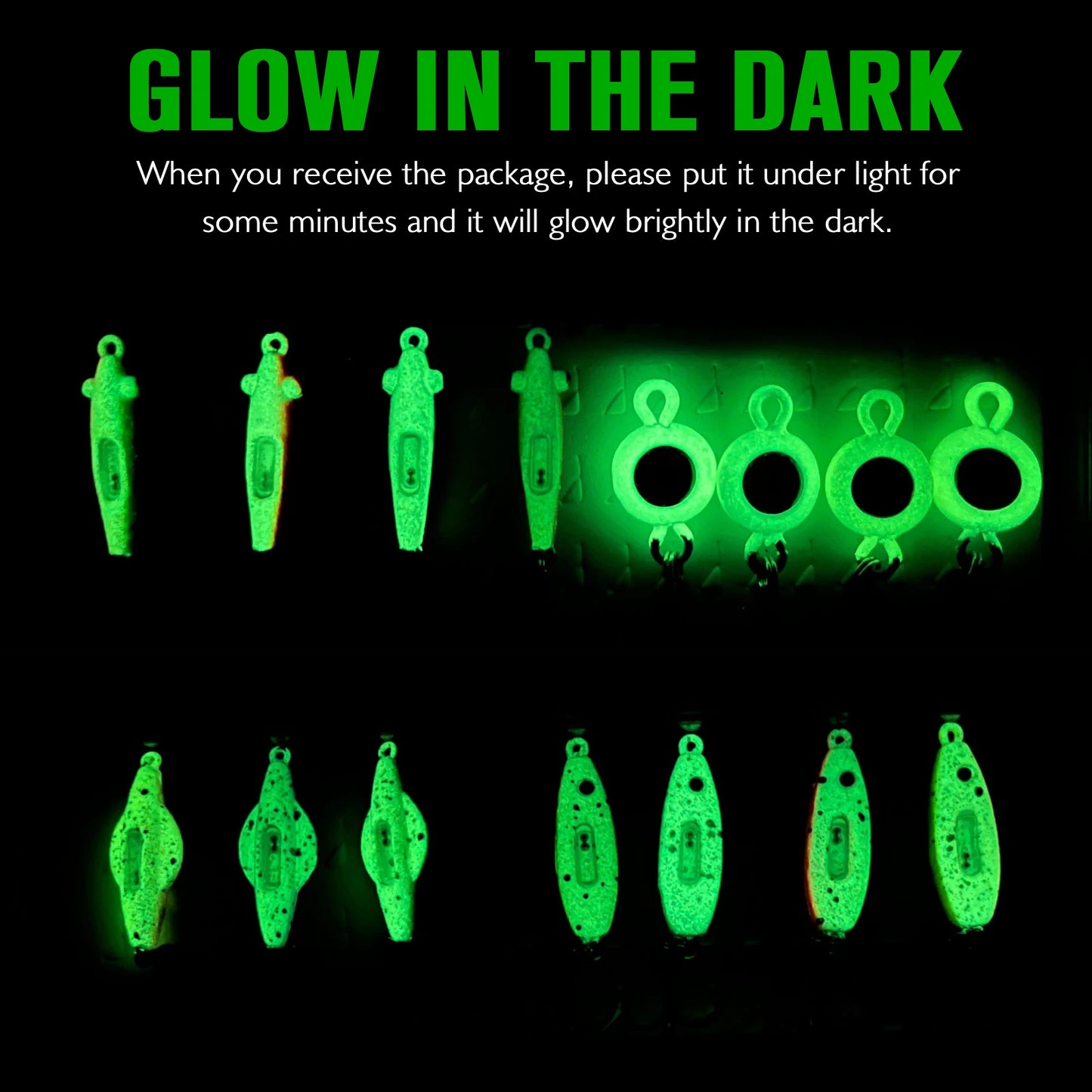 15PCS Ice Fishing Jigs Set - Glow In The Dark Ice Fishing Spoons With Rattling And Treble Hooks, Ice Fishing Lures Kit For Bass