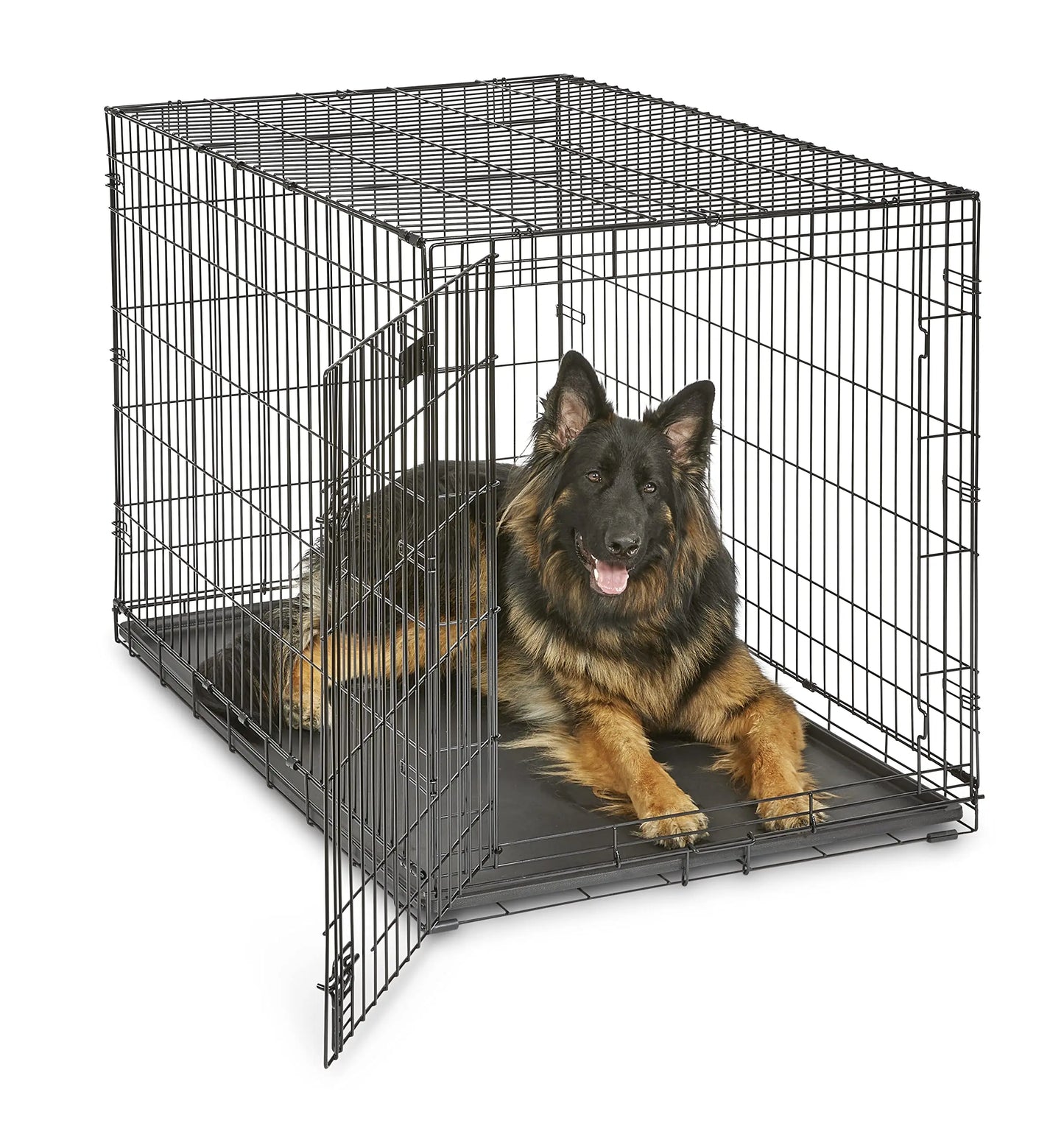 36" Folding Dog Crate with Divider, Leak-Proof Tray & Latches, Portable Wire Kennel for Medium Large Breed Dogs