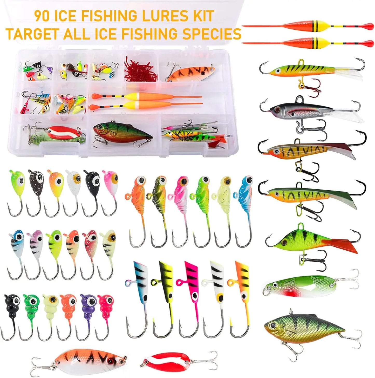 Ice Fishing Rod and Reel Combo with Backpack Seat, Lures, and Accessories for Winter Angling