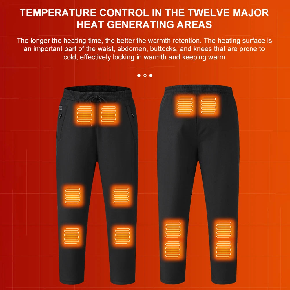 Thermal Pants 3 Temperature Mode Heated Pants for Men Women Elastic Waist USB 5V Heated Trousers for Skiing Fishing Motorcycle