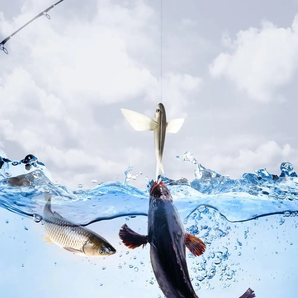 2Pcs 21cm 124g Bionic Flying Fish Fishing Lures Artificial Soft Bait (Black)