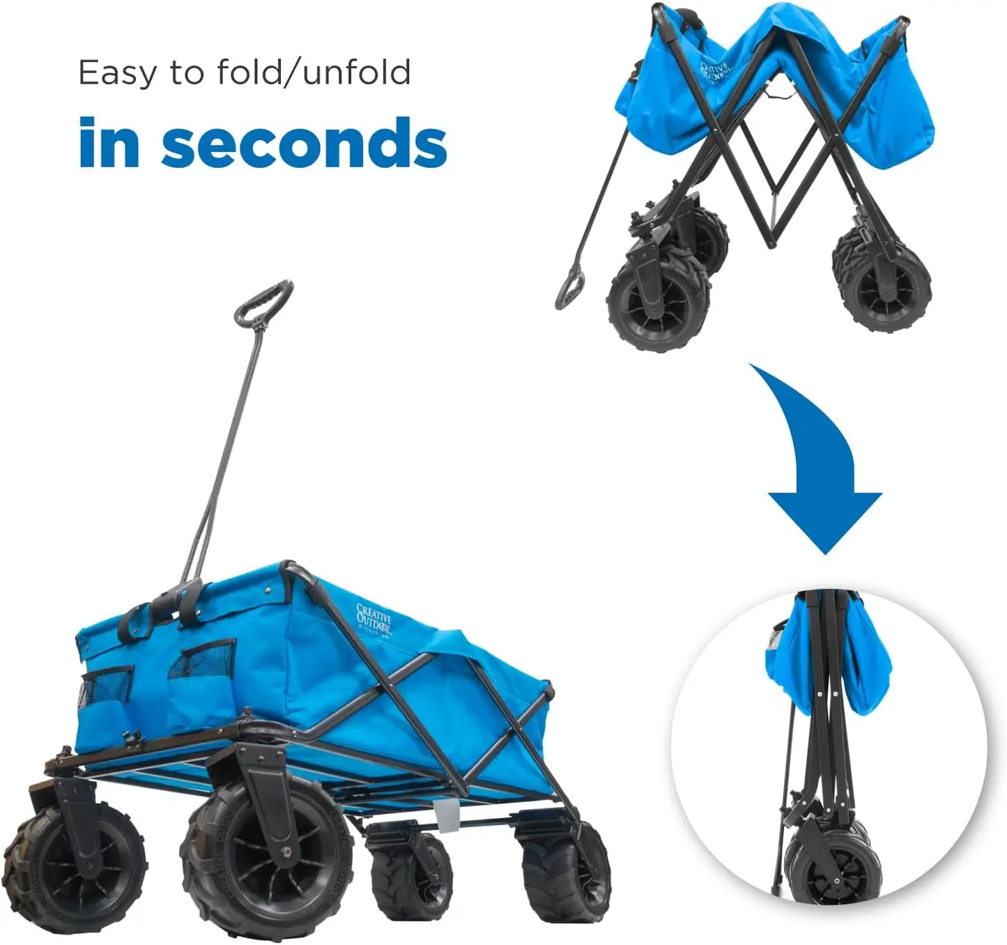 Wagon for Kids Push Pull Collapsible Stroller Folding Cart for Cargo | All Terrain | Beach Park Garden Sports & Camping