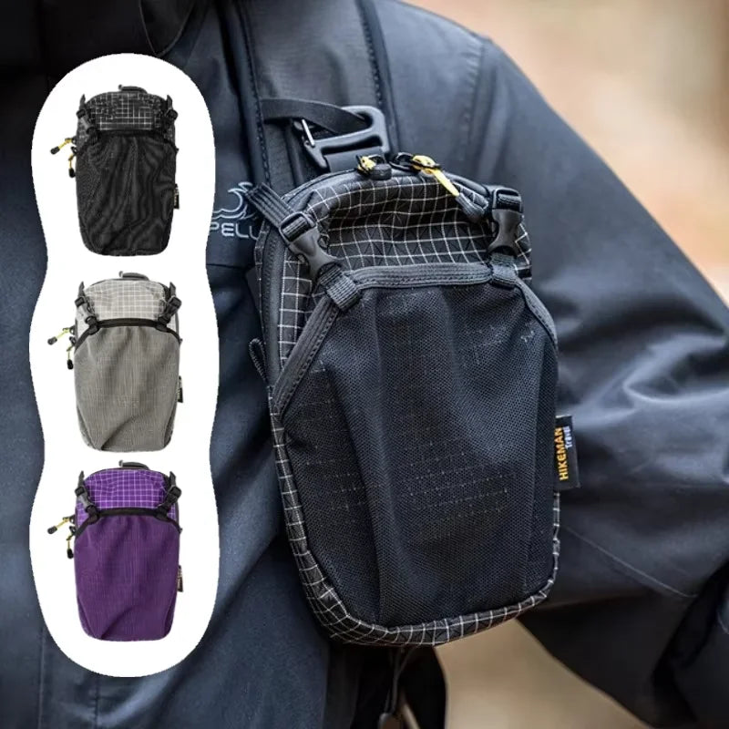 Waterproof Dyneema Water Bottle Bag,420D Nylon Holder with Phone Pocket and Adjustable Strap for Cycling,Camping Essentials