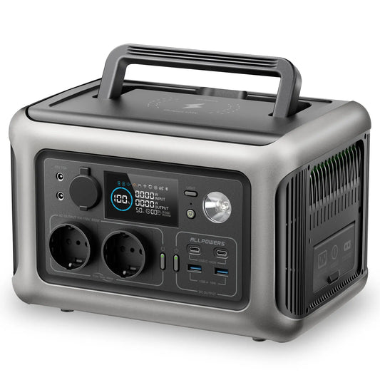 ALLPOWERS R600 Solar Generator with SolarPanel (Optional), 600W 299Wh LiFePO4 Portable Power Station with Solar Charger for Camp