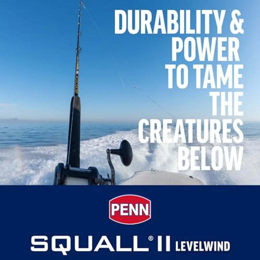 Squall II Level Wind Conventional Reel and Fishing Rod Combo Black Gold for Saltwater Fishing HeavyDuty Construction with