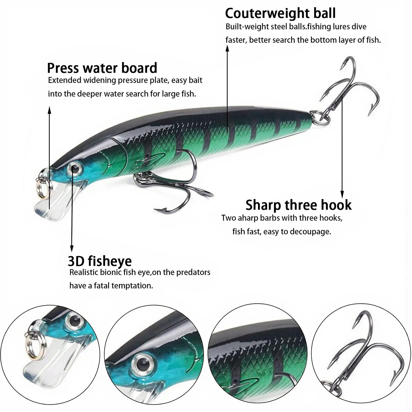 10Pcs Long Tail Minnow Fishing Lure 10cm 9g Floating Hard Bait Artificial Wobbler Crankbait 3D Eye Carp Perch Fishing Tackles