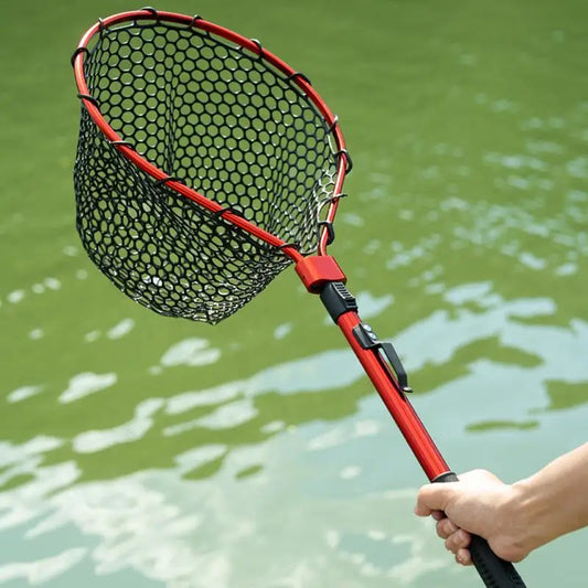Telescoping Fishing Landing Net Folding Fishing Net With Handle Portable Silicone Mesh Fish Hand Net Fishing Gear Accessorie