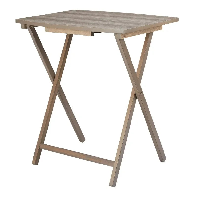 Mainstays 4-Piece Folding XL Oversized Tray Table Set, Rustic Gray  outdoor table  foldable table