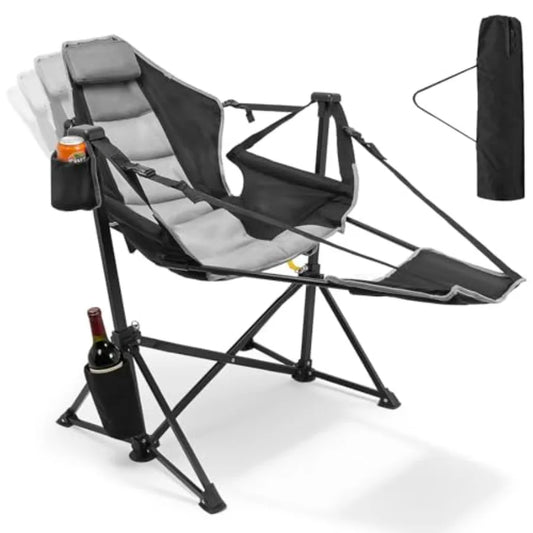 Heavy Duty Hammock Camping Chair with Footrest Swinging Portable Folding Outdoor Rocker for Adults 500lbs Oversized Foldable Ch