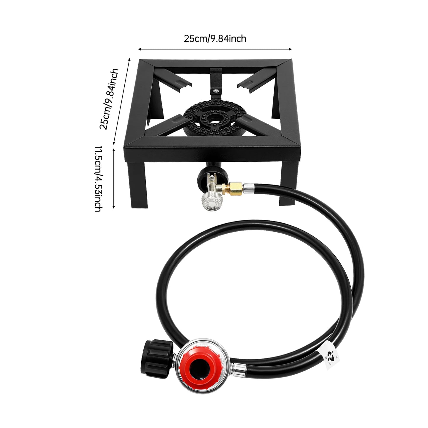 Portable Single Burner Outdoor Gas Stove Propane Cooker with Adjustable 0-10Psi Regulator Hose for Patio Camping, BBQ