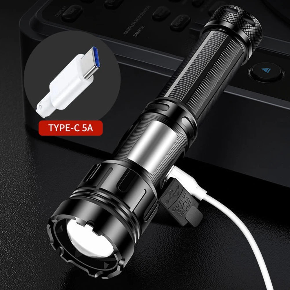 XHP50 Torch Light 1200mAh COB LED Portable Flashlight Type-C USB Rechargeable IPX4 Waterproof Camping Fishing Lighting