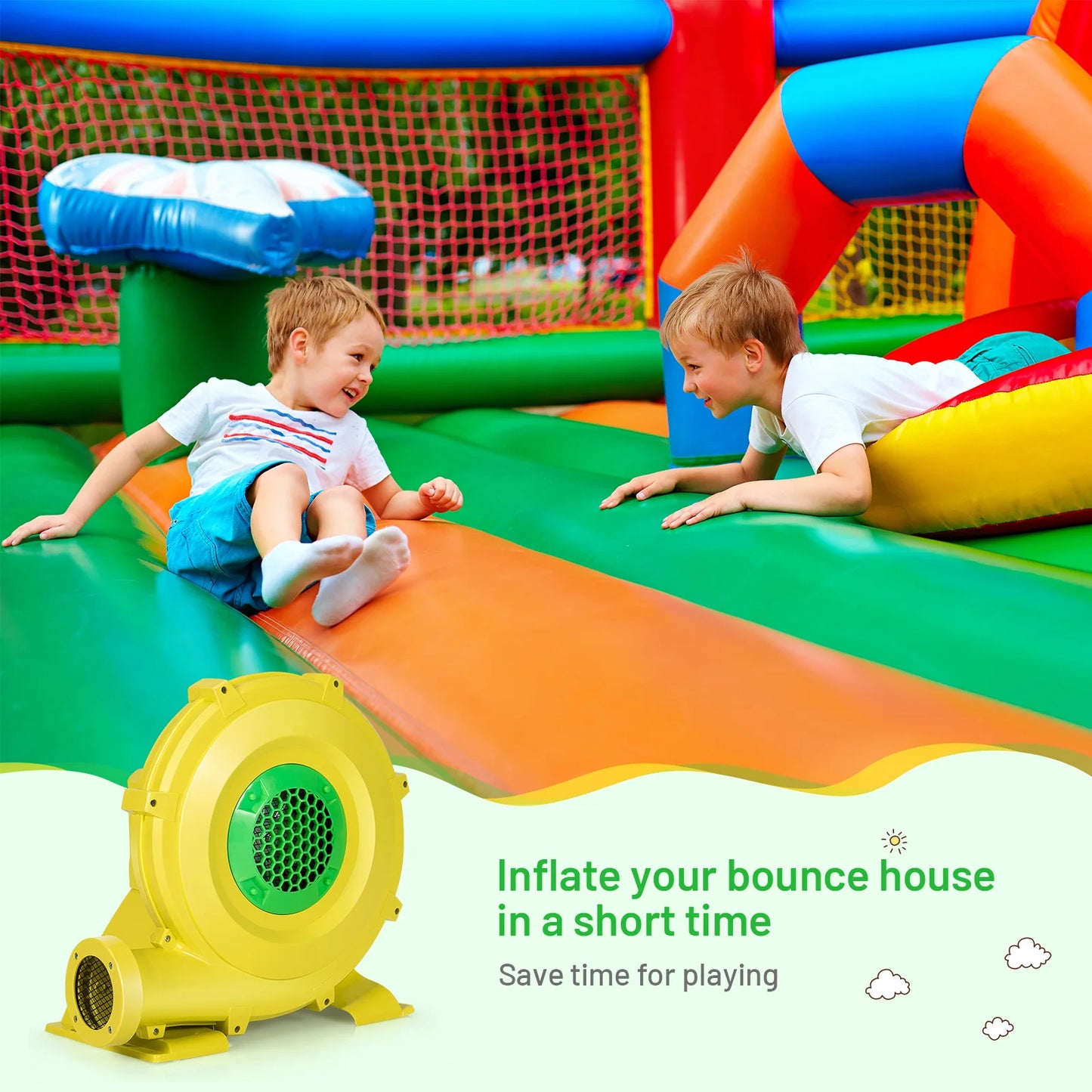 Inflatable Bounce House Blower 1100W 1.5HP Air Pump Commercial Castle Slide Fan