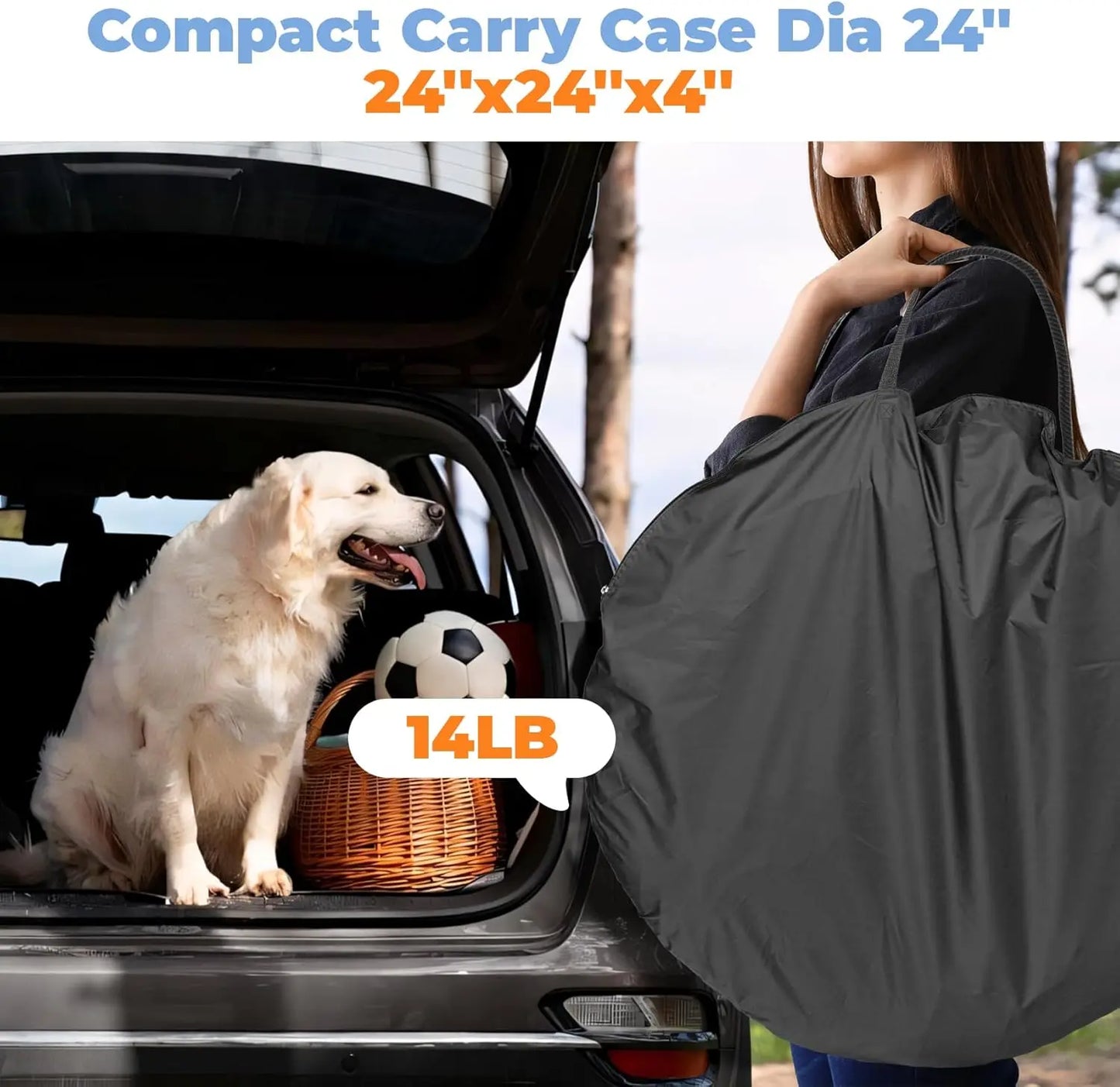 Extra Large Pop-Up Dog House, 10x10x4.8ft Portable Pet Tent with Sun Shade and Leakproof Bottom for Camping