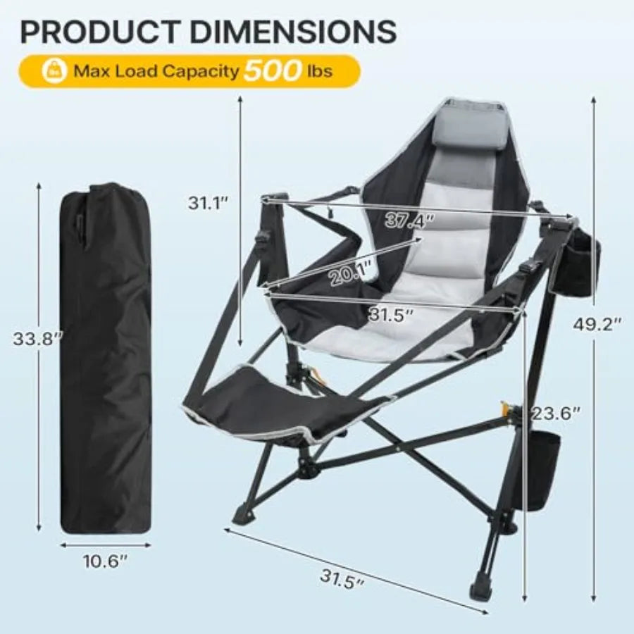 Heavy Duty Hammock Camping Chair with Footrest Swinging Portable Folding Outdoor Rocker for Adults 500lbs Oversized Foldable Ch