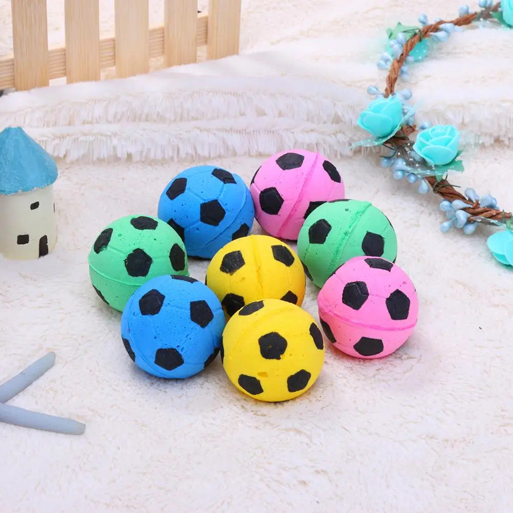 12pcs Pet Interactive Toy Ball Cut Soft Mini Dog Fumble Fetch Ball Fun Cat Teasing Balls Random Color Outdoor Entertainment Toys