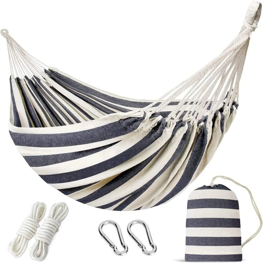 Extra Large Double Hammock with Tree Straps - Portable Camping Bed for Indoor and Outdoor Use, Includes Carrying Bag