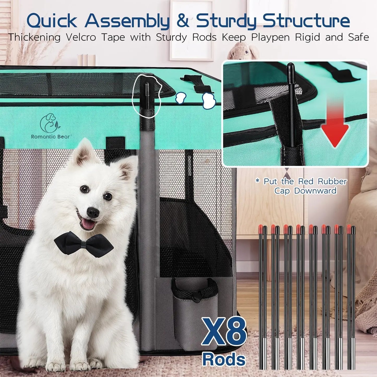 Foldable Pet Playpen Tent with Water-Resistant Cover, Portable Kennel for Small Animals Indoor Outdoor Travel Camping