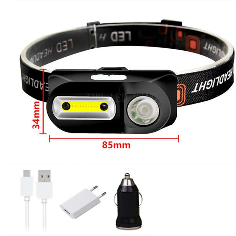 Portable Rechargeable LED Headlamp Fishing Headlamp Torch Outdoor Super Bright Headlamp Waterproof Camping Hunting Head Lamp