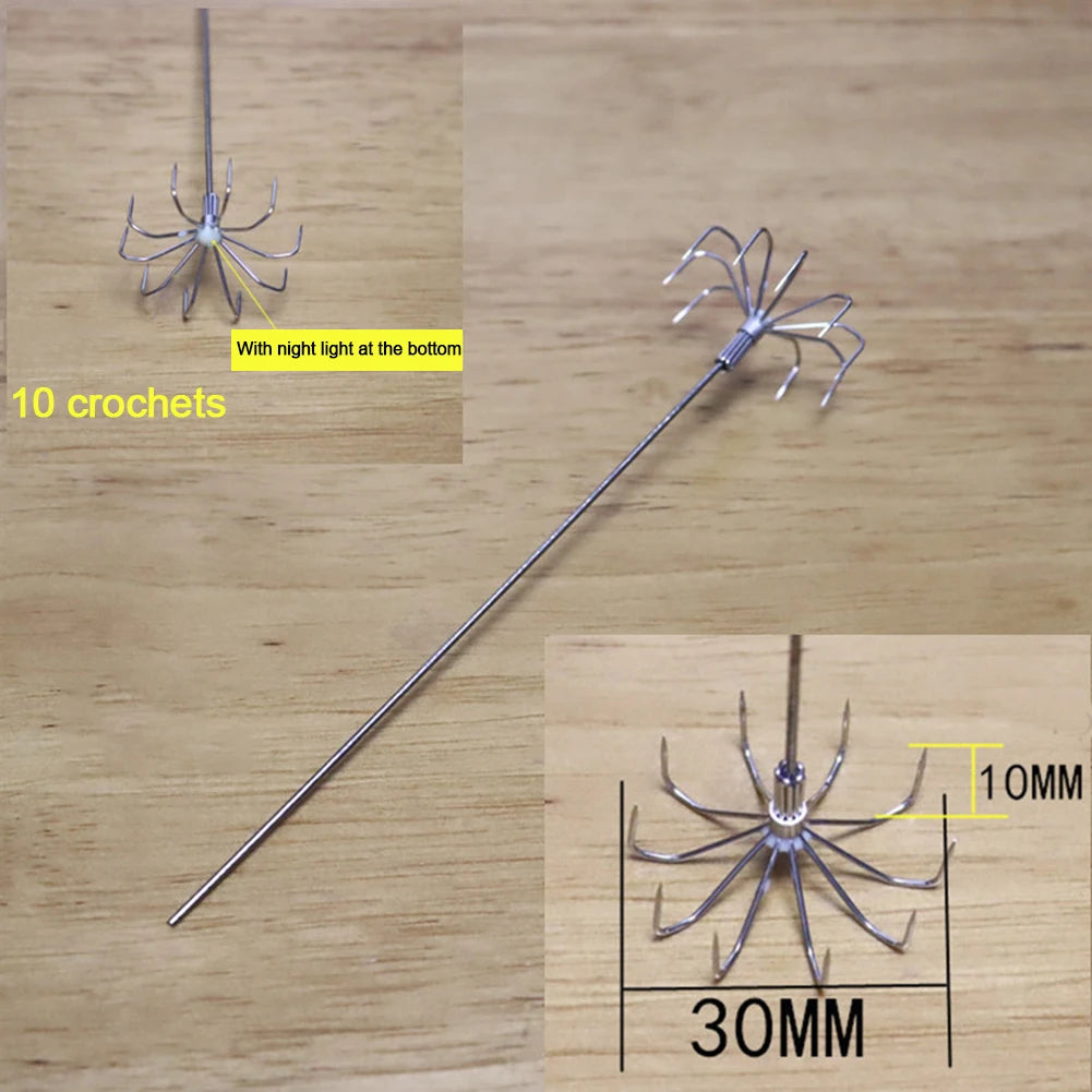 10pcs Double-Layer Umbrella Squid Hooks Stainless Steel Hook Fishing Accessories