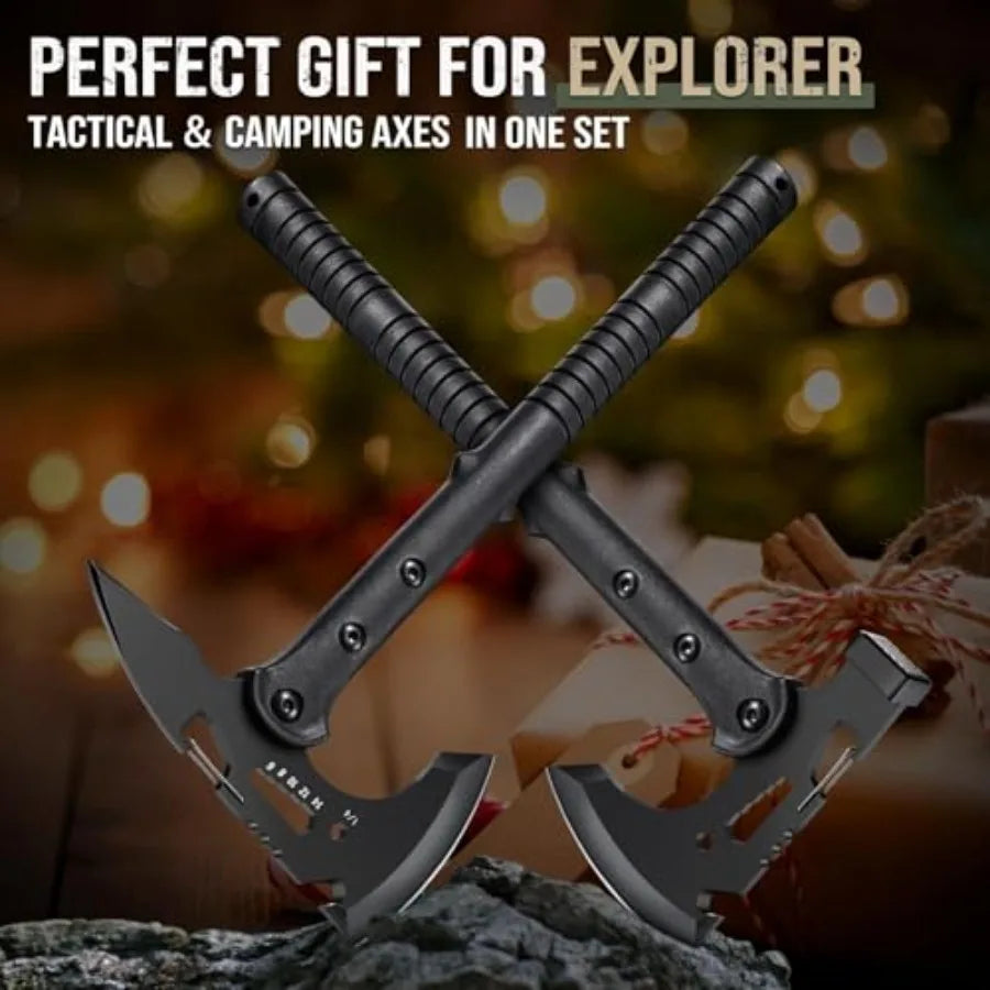 Tactical Axe 2 Pack Sharp Tomahawk with Sheath Portable Tomahawk with Clip and Bottle Opener Durable Survival Hatchet for Emerg
