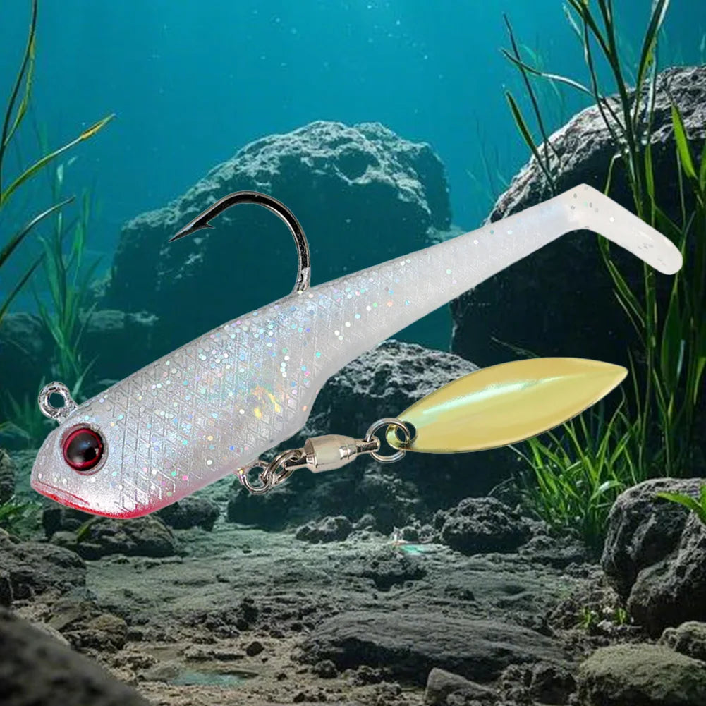 6pcs Spin Spoon Sequins Soft Fishing Lures Jig Head Artificial Baits Soft Baits for Trout Bass Shad