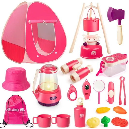 Meland Camping Set for Girls - Indoor Outdoor Pretend Play Tent Toy with Colorful Design and Durable Fabric Perfect Christmas B