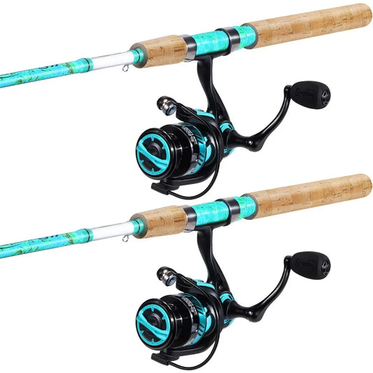 2Piece 5Foot 6Inch Graphite Fiberglass Fishing Rod and Reel Combo for Freshwater and Saltwater Angling Durable Construction wit