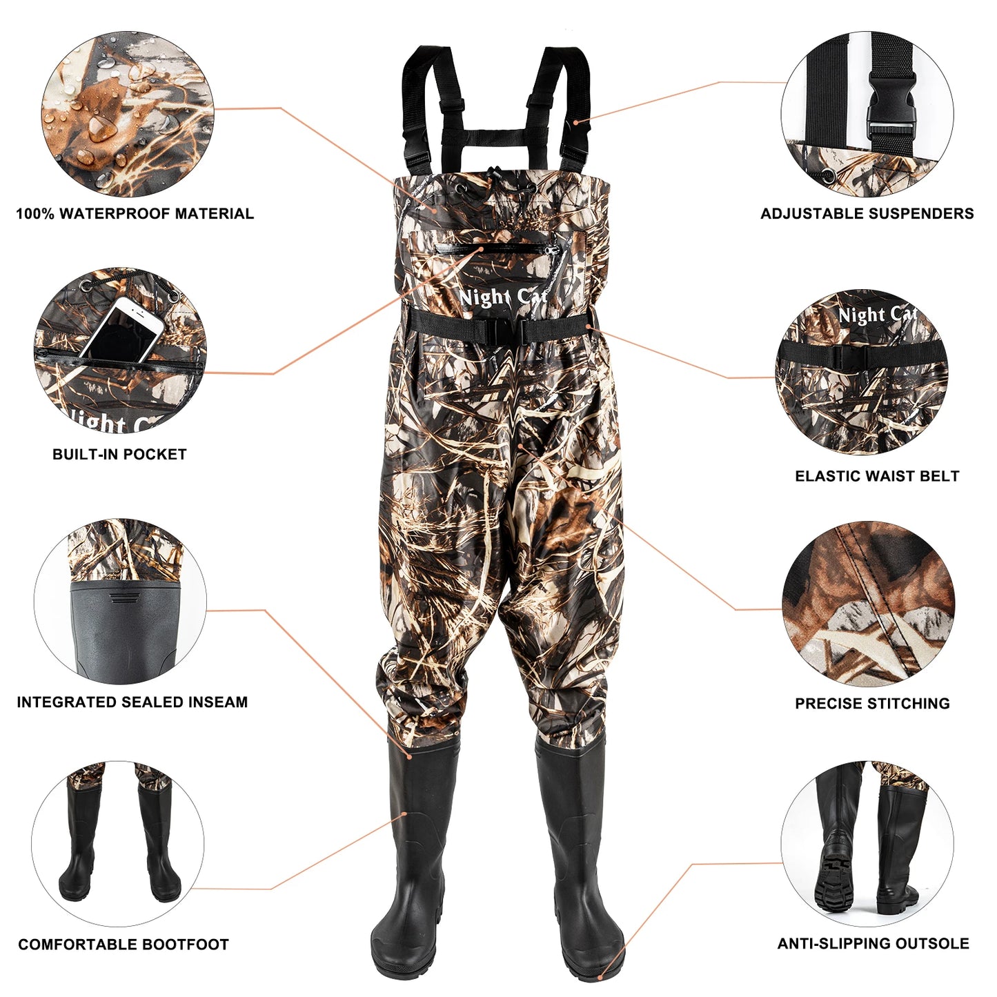 Waders Men with Boots for Fishing Waterproof Chest Wader Nylon&PVC Hunting Well