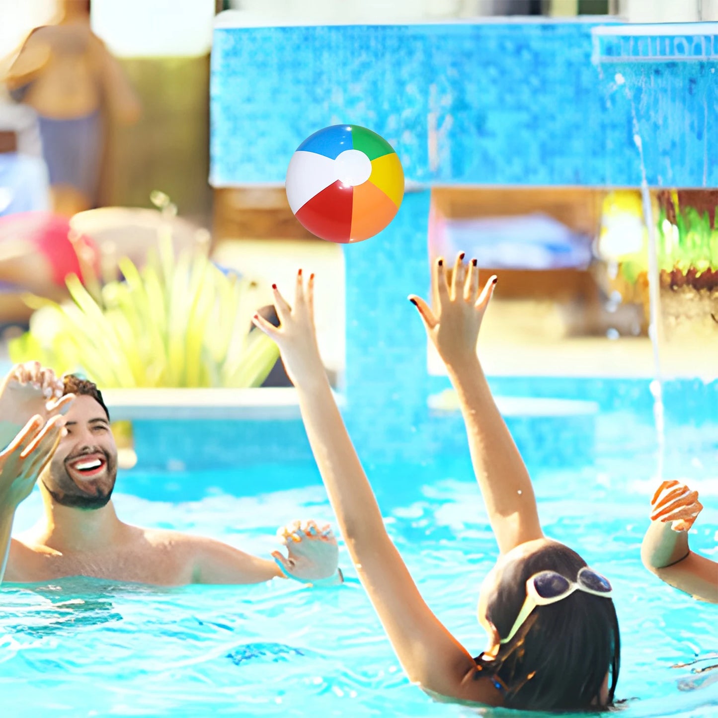 3Pcs Inflatable Beach Ball Summer Outdoor Swimming Pool Colorful Stripe Ball Toys Party Water Game Sports Ball Fun Toys for Kids