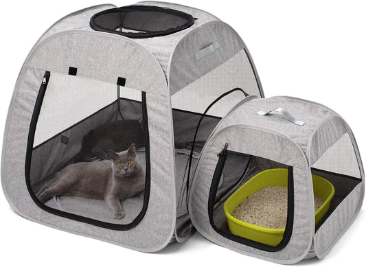Foldable Trapezoidal Pet Playpen for Indoor and Outdoor Use, Portable Cat and Dog Tent Enclosure