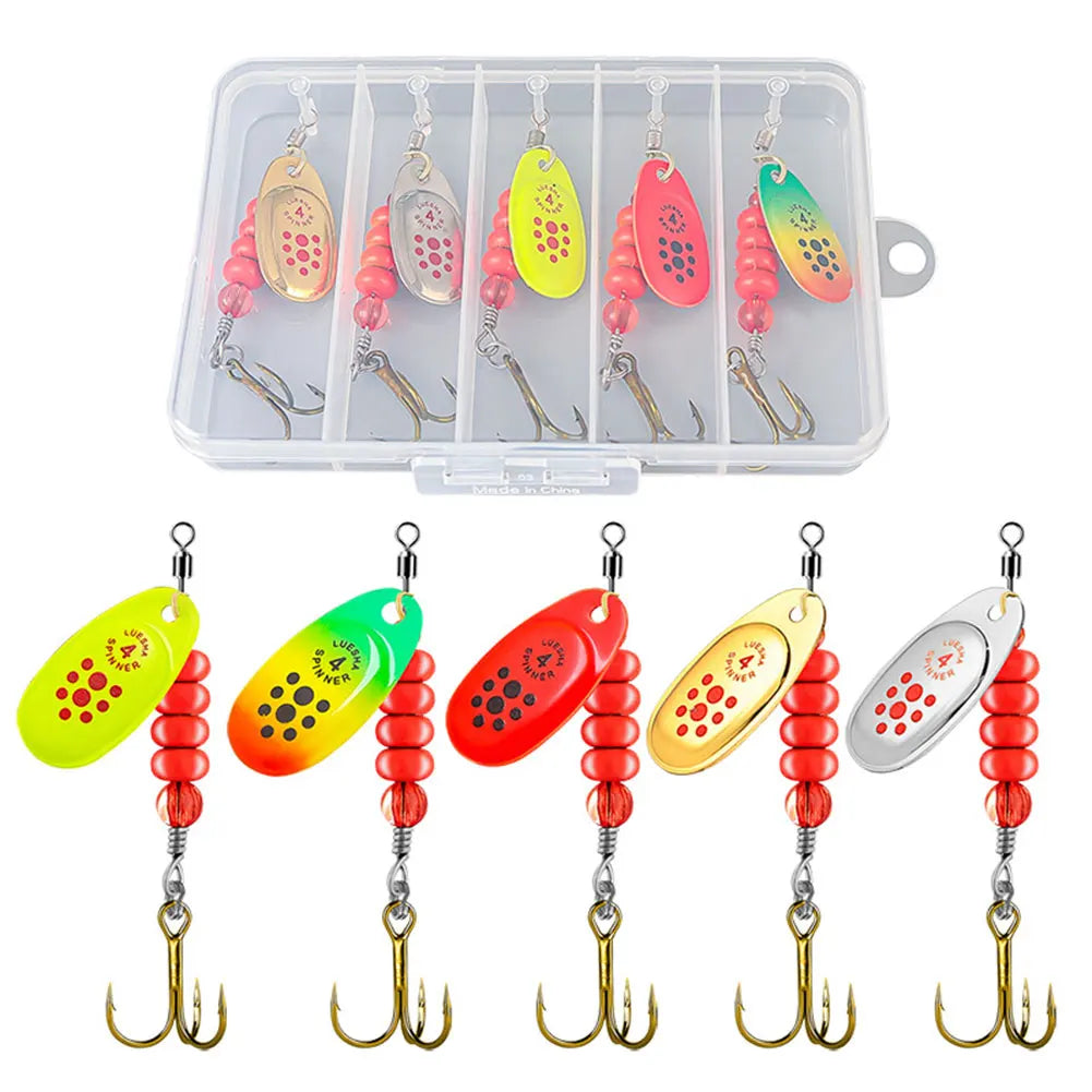 5pcs Spoonbait Crankbaits with Tackle Box Fishing Wobblers Artificial Bait for Pike Salmon Sea Fishing