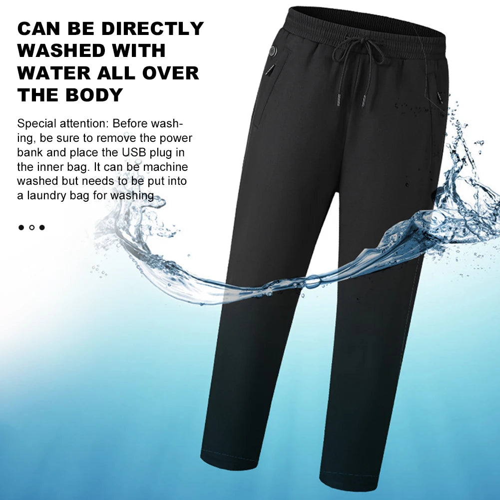 Thermal Pants 3 Temperature Mode Heated Pants for Men Women Elastic Waist USB 5V Heated Trousers for Skiing Fishing Motorcycle
