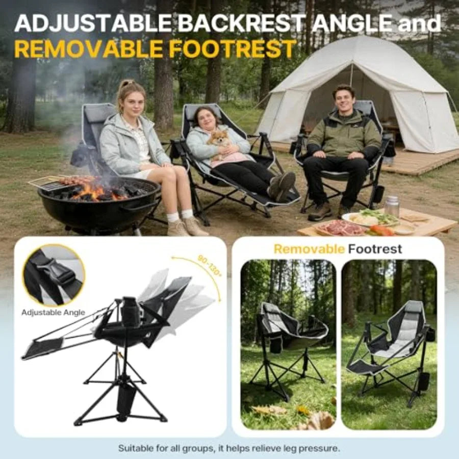 Heavy Duty Hammock Camping Chair with Footrest Swinging Portable Folding Outdoor Rocker for Adults 500lbs Oversized Foldable Ch