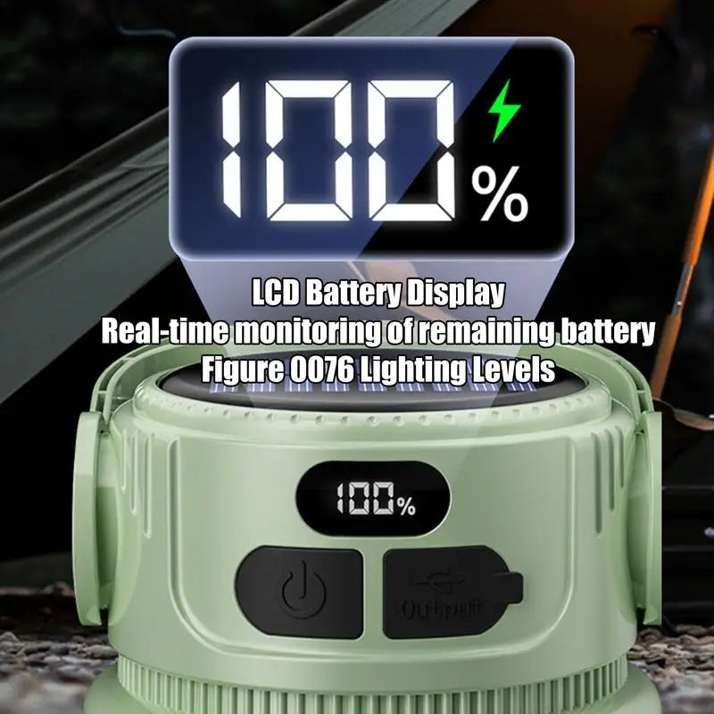 Rechargeable LED Camping Lantern Portable LED Camping Flashlight Solar Rechargeable Waterproof Outdoor Supplies Lightweight Tent
