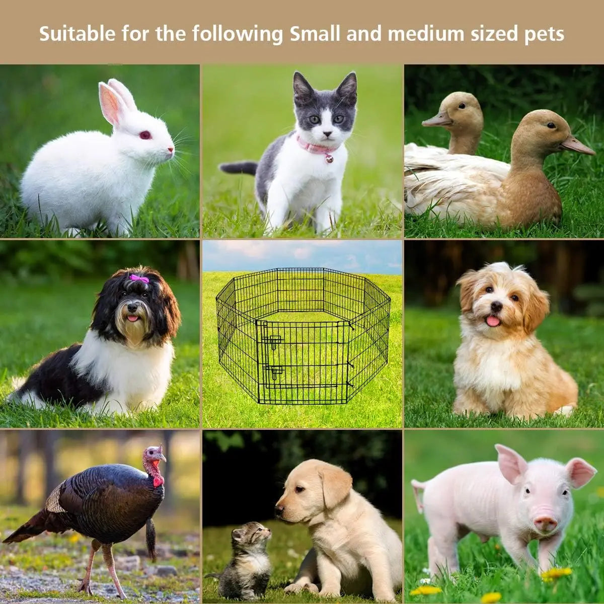 Foldable 8-Panel Dog Playpen, 24''x24'', Ideal for Indoor/Outdoor Pet Exercise & Kennel